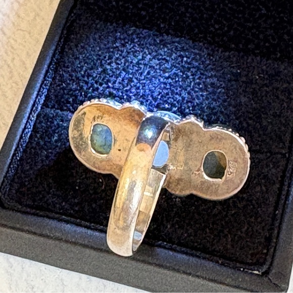 Sterling silver Crawler with Blue flash Labradorite and Moonstone. Size 8 - Picture 4 of 4